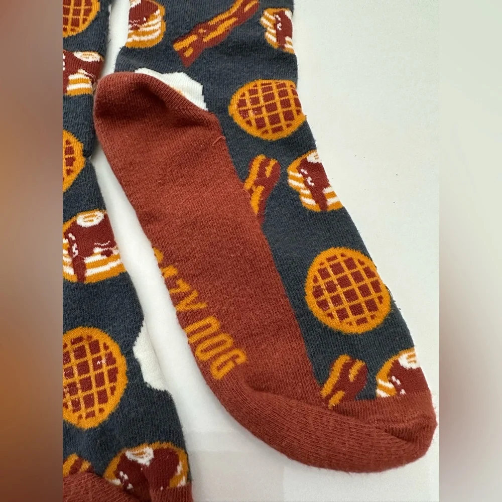 NWOT Crazy Dog T-Shirts Co. Funny Bacon & Eggs Breakfast Food Socks Men’s